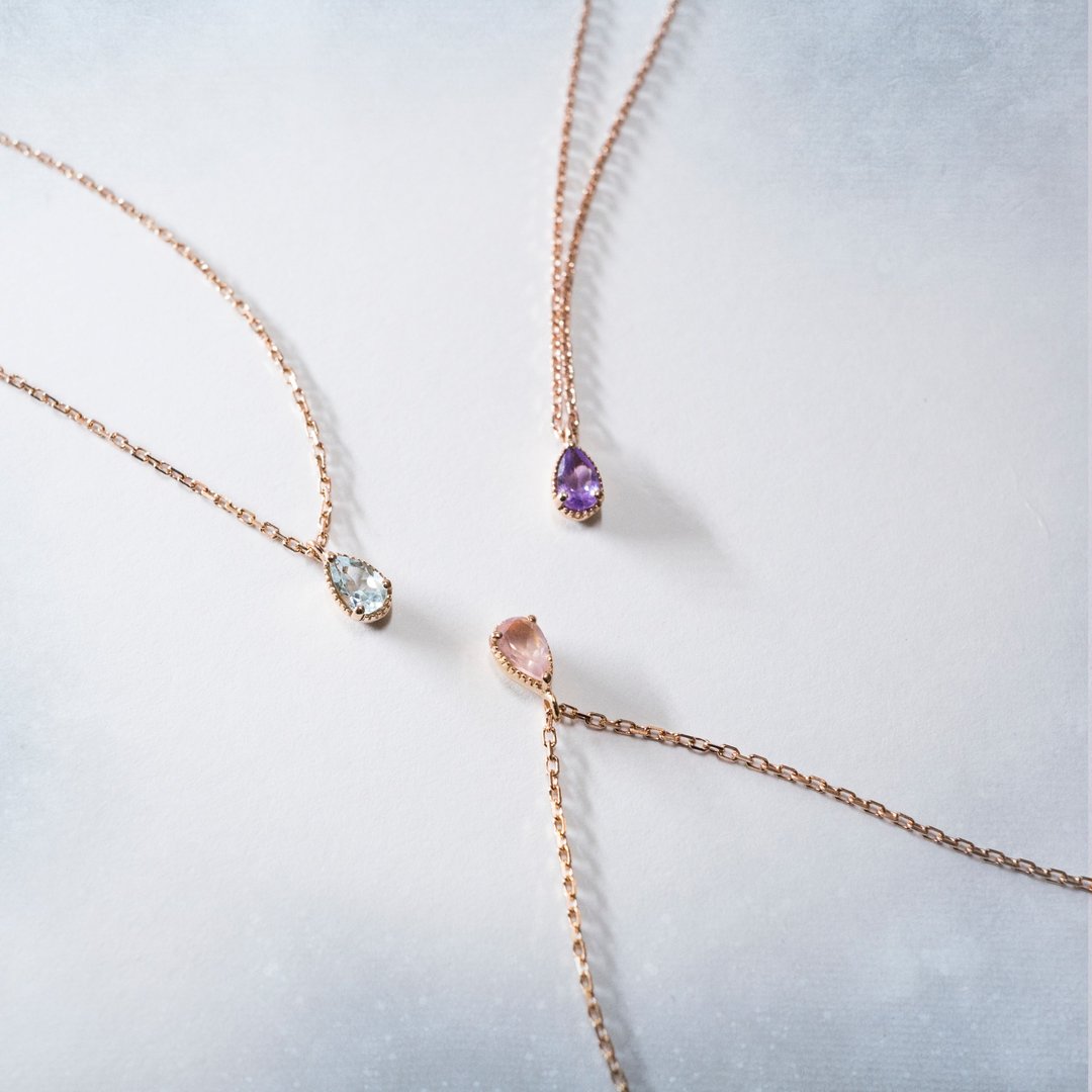 水滴宝石颈链 Rain Drop Necklace - 颈链 - 纯银 