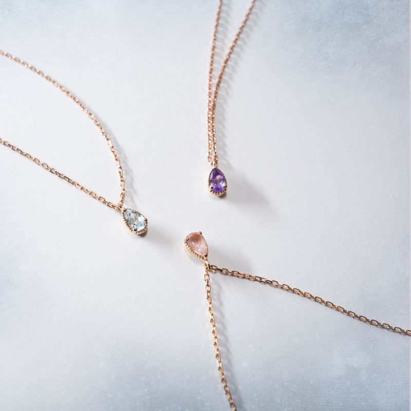 水滴宝石颈链 Rain Drop Necklace - 颈链 - 纯银 