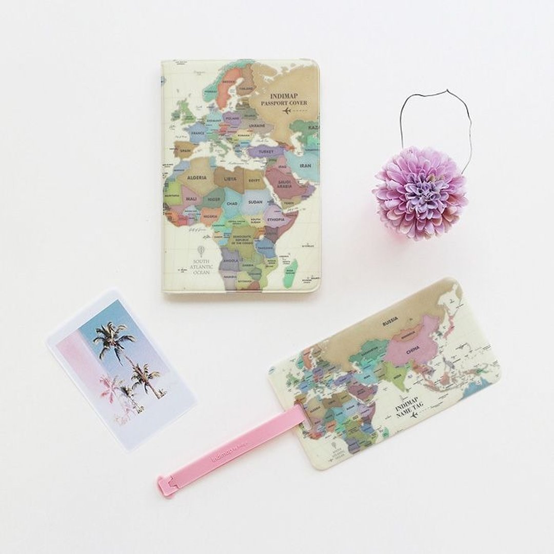 indigo-indimap 世界地图护照套-梦想粉彩,IDG09403 - 护照夹/护照套 - 塑料 黄色