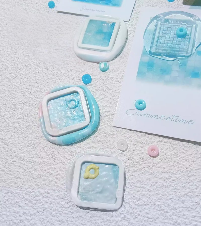 夏日泳池 火漆封蠟印章 黃銅异形浮雕 DIY手帳素材 - 印章/印台 - 其他金属 金色