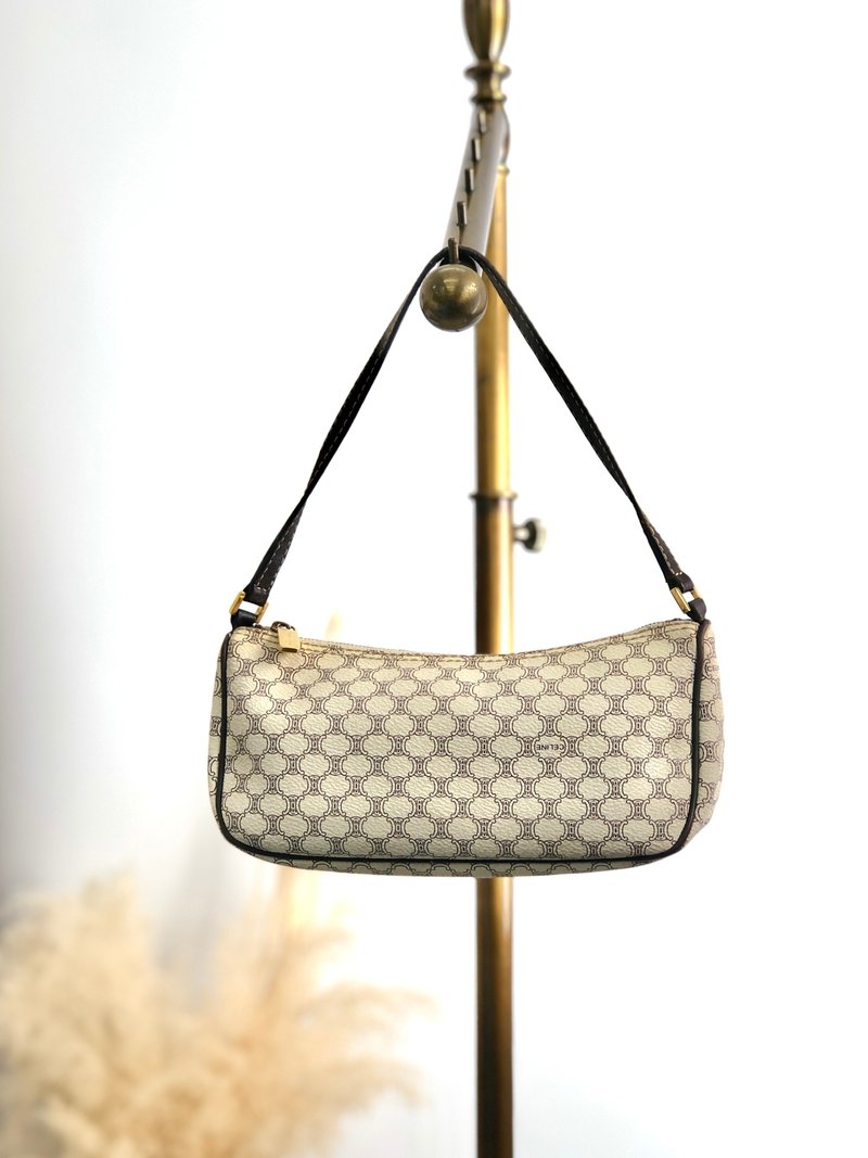 【 日本直送 名牌中古包 】CELINE  સેલિન માકાડમ 侧背包 白色 PVC 皮革 迷你包 流浪包 古董 3hc4ep - 侧背包/斜挎包 - 防水材质 白色