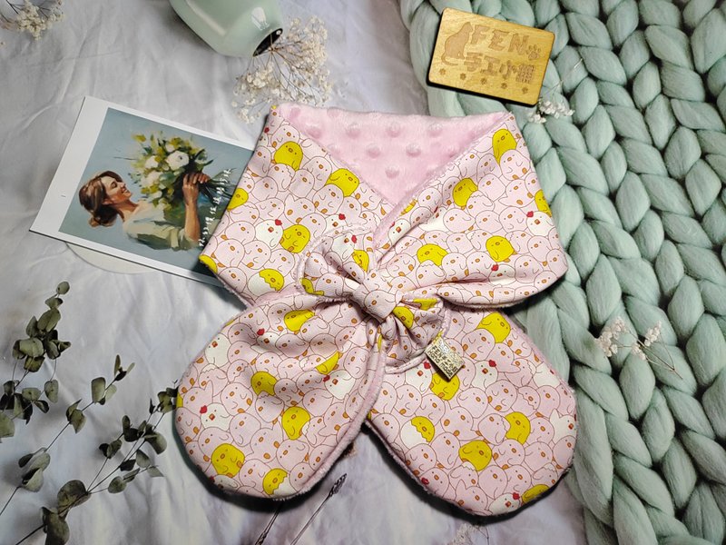 日本布粉底可爱小鸡蛋蝴蝶结围脖-不分年龄围脖-围巾-脖围-短围巾 - 围巾/披肩 - 棉．麻 