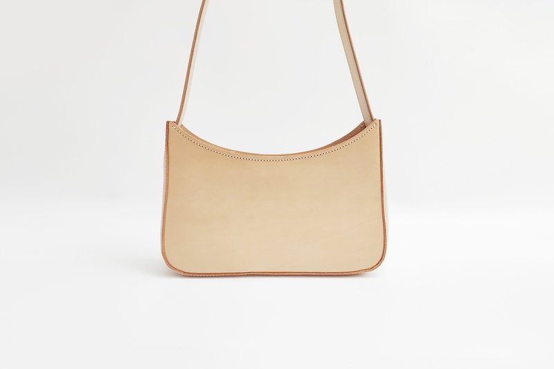 新款AMEET本原系列植鞣牛皮单肩手提包腋下包马鞍包 - 侧背包/斜挎包 - 真皮 卡其色