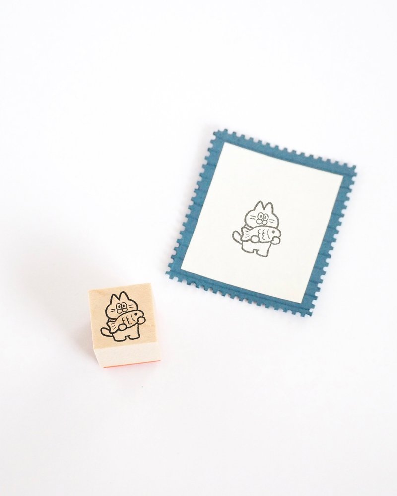 【NyNy】小鱼【20×20mm】ニィニィ 橡皮擦印章 - 印章/印台 - 木头 咖啡色