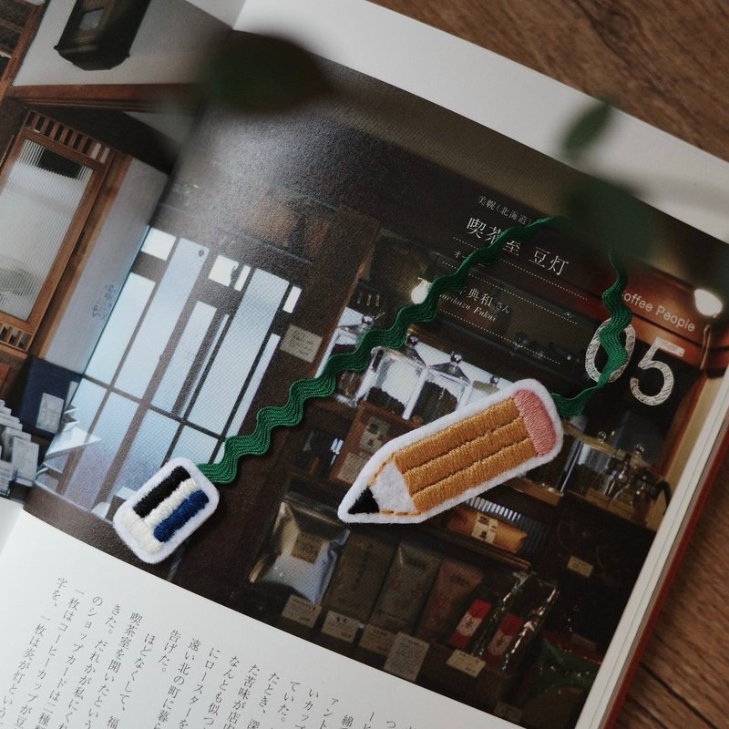文具书签 刺绣材料二入组 大铅笔 小橡皮擦 新手ok 影片教学 - 编织/刺绣/羊毛毡/裁缝 - 棉．麻 