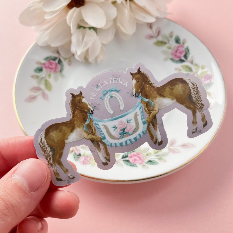 贴纸 两匹马 - 贴纸 - 纸 粉红色