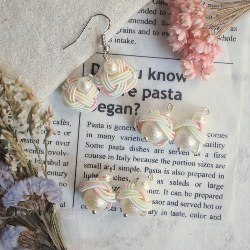 [Clip-On /Earrings] Mizuhiki Suzuran (Silver) - 耳环/耳夹 - 纸 白色