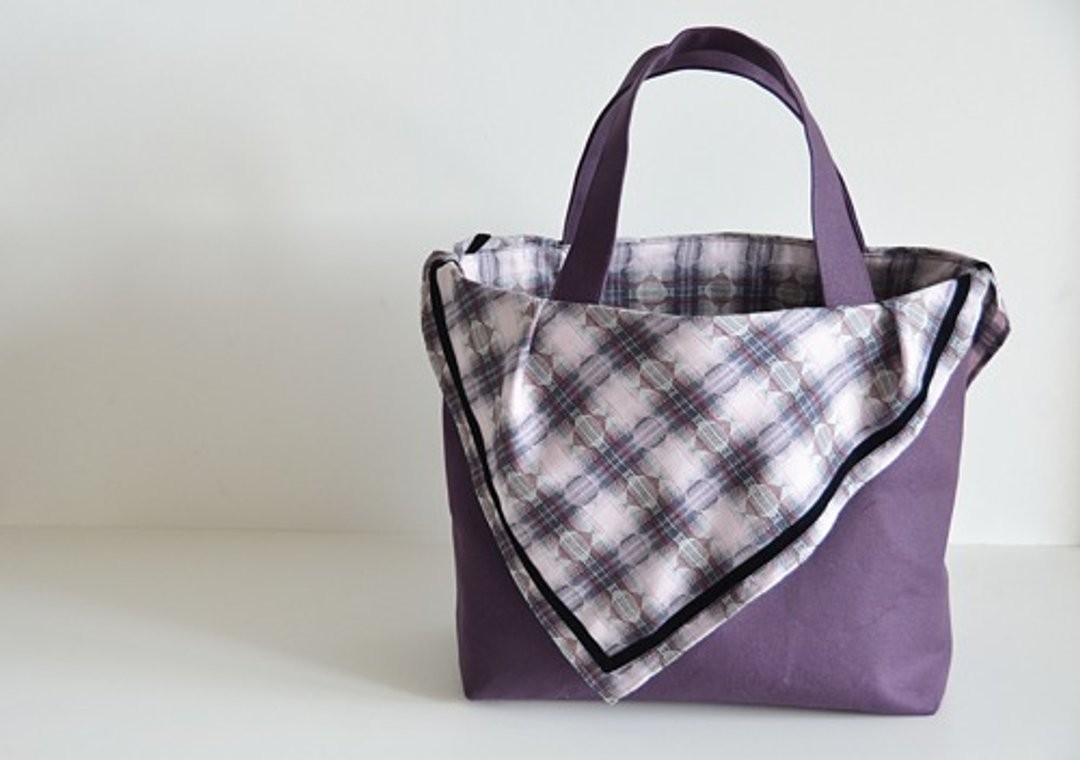 New !! Scarf Tote Bag Purple - 手提包/手提袋 - 棉 