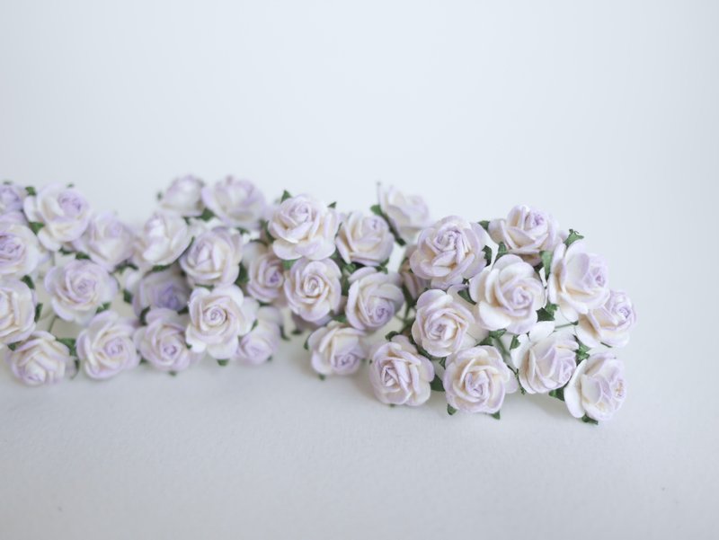 Small DIY Paper Flower, 100 pieces, rose size 1.5 cm., pale purple brush colors. - 其他 - 纸 紫色