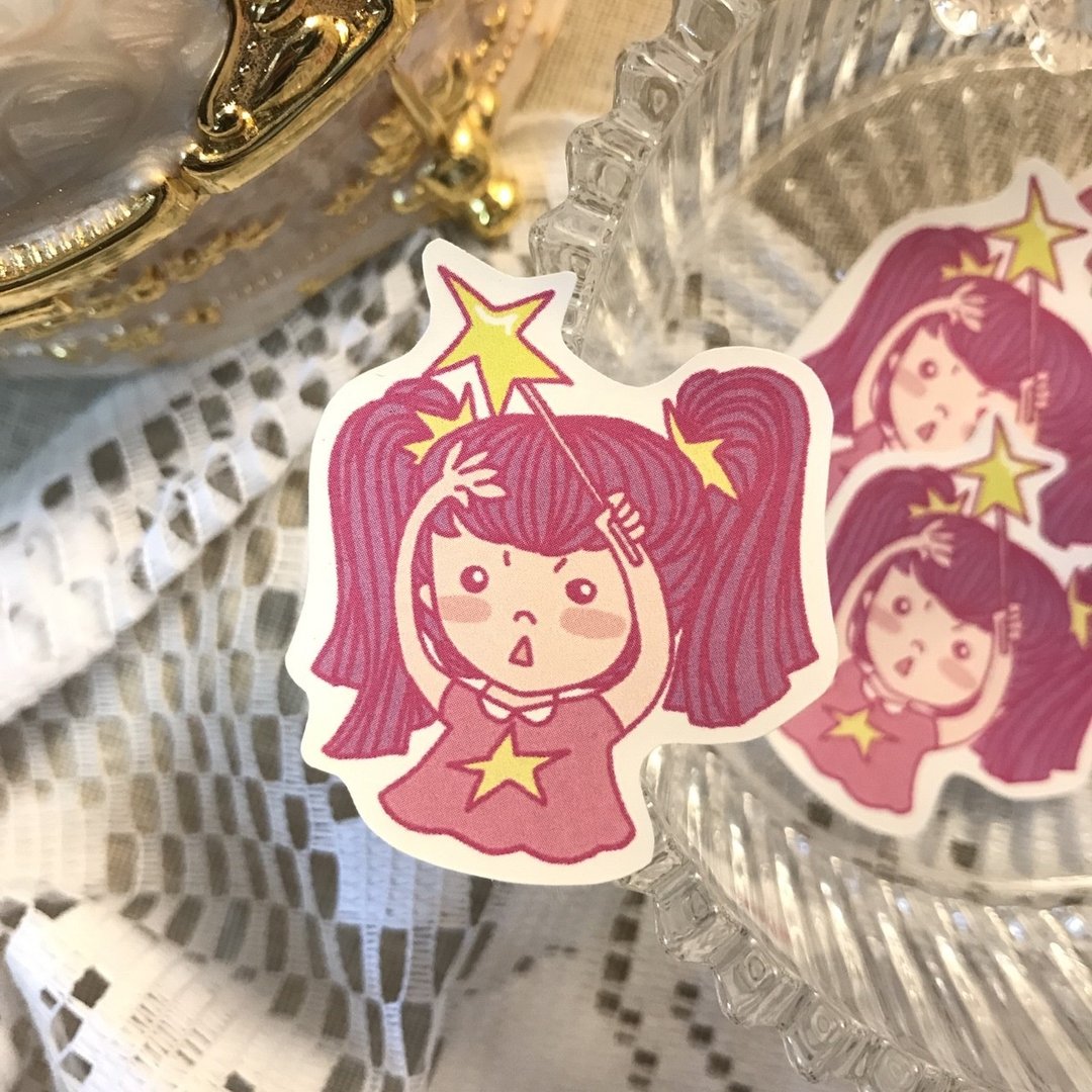 *薄荷怪兽*代替星星祝福你 -贴纸 - 贴纸 - 纸 黄色