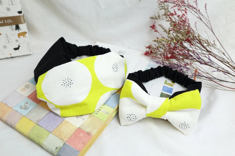 母女发带(可做弥月礼盒)│妈妈发带+宝宝发带:::红豆面包 - 满月礼盒 - 棉．麻 黄色