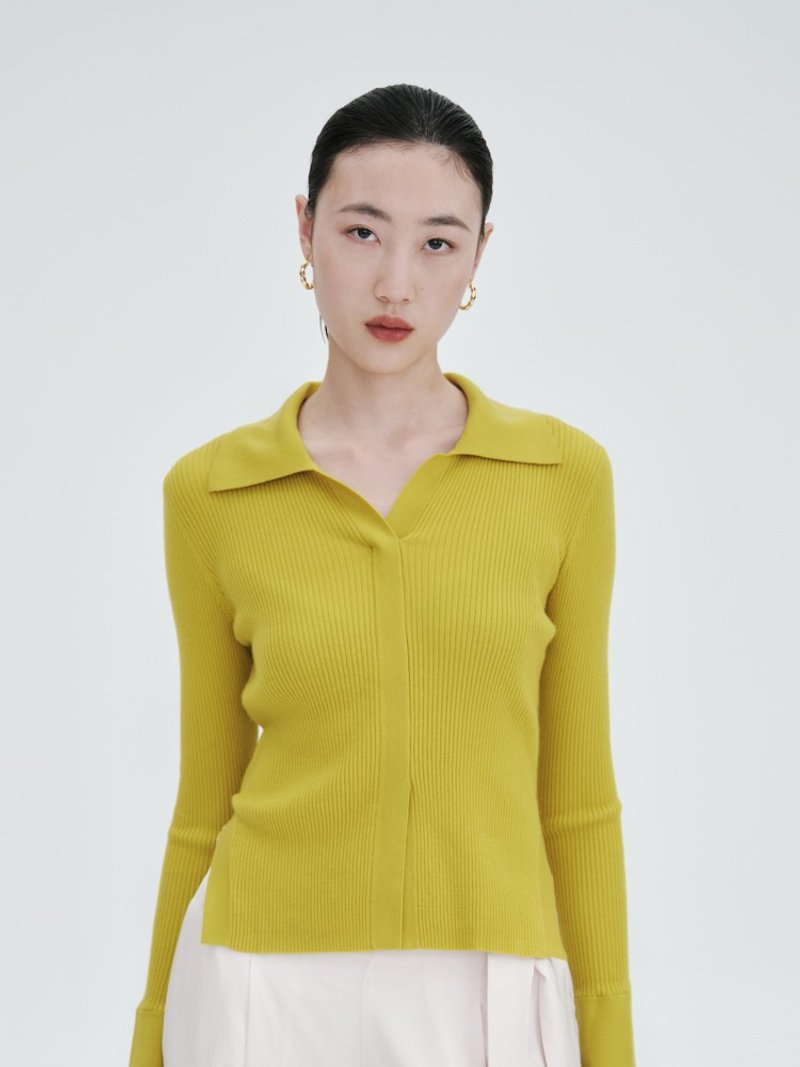 【针织】新中式复古中国风 羊毛套头衫 - 女装针织衫/毛衣 - 其他材质 黄色