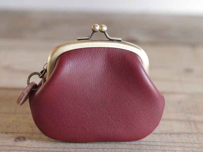 Italian leather gamaguchi wine - 零钱包 - 真皮 红色