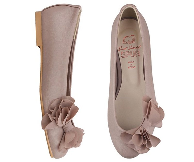 【韩国风格】SPUR 倾斜的圆形蝴蝶结平底鞋 FS7056 BEIGE - 女款休闲鞋 - 其他材质 