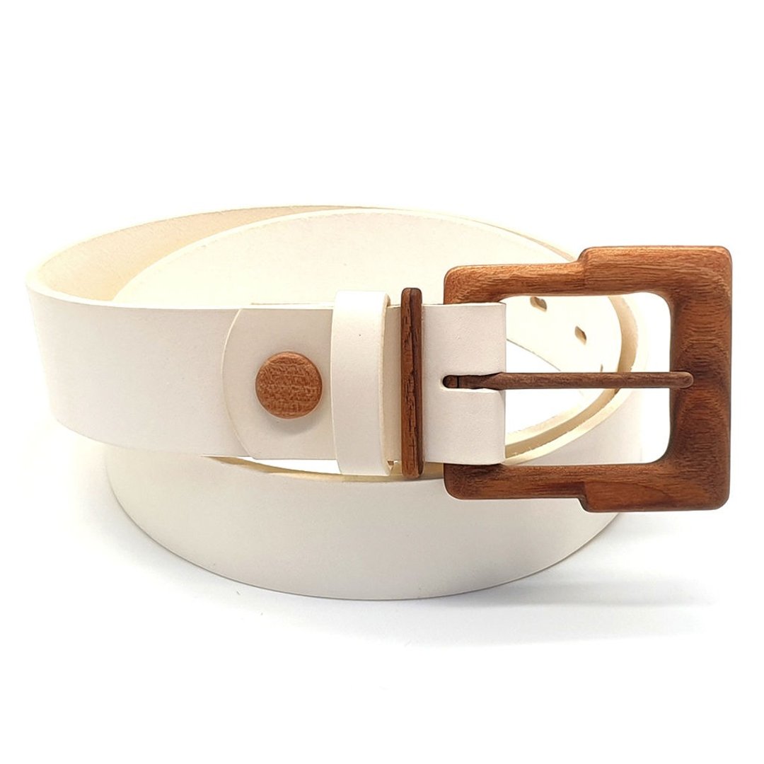 Wood Belt Powell Pride 422 - 可生物降解胡桃木白色皮革皮带 - 皮带/腰带 - 木头 白色