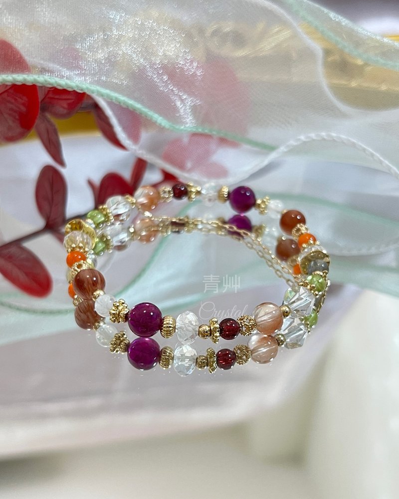 圣诞节红与绿 - 手链/手环 - 水晶 