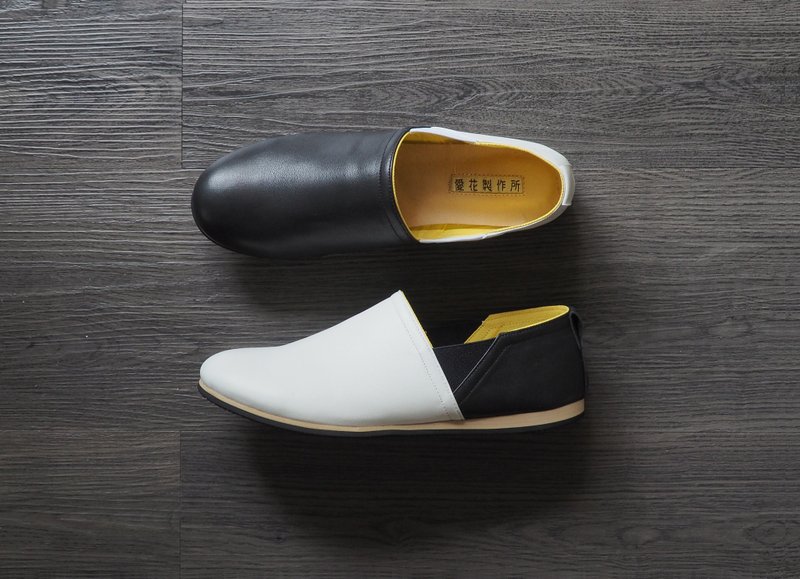 爱花轻便鞋-黑白Abby - 女款休闲鞋 - 真皮 白色