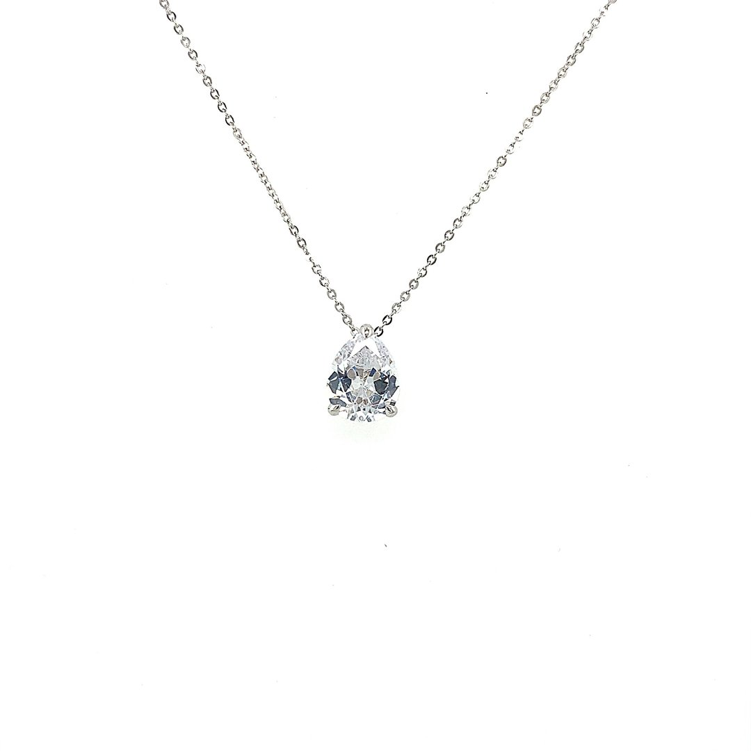 Necklace with water drop pendant, Silver 92.5% - 项链 - 纯银 