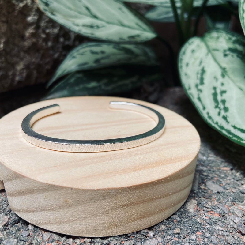 纯银 斜纹厚实款 手环 可定制姓名 S48 - 手链/手环 - 纯银 