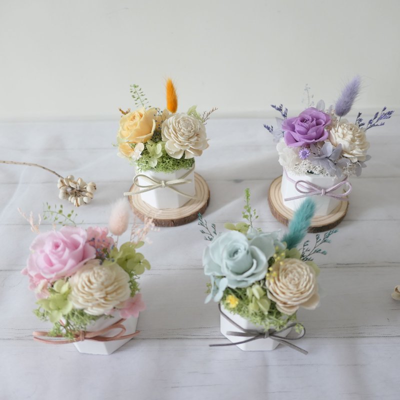 【春日系玫瑰扩香小盆花】扩香石盆花/礼物/疗愈小物 - 干燥花/捧花 - 植物．花 