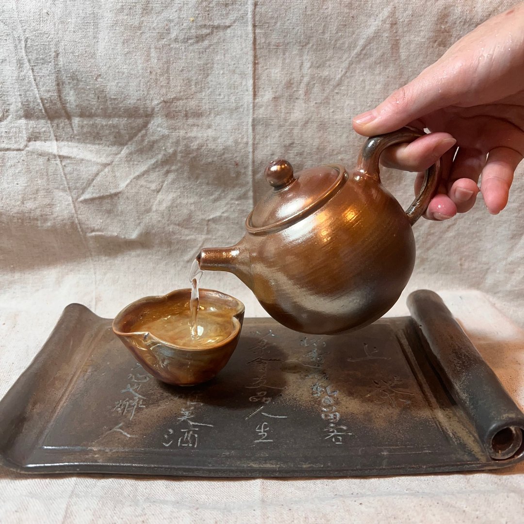 柴烧古铜金彩正把茶壶 / 柴烧茶具  / 小平凡手作 - 茶具/茶杯 - 陶 