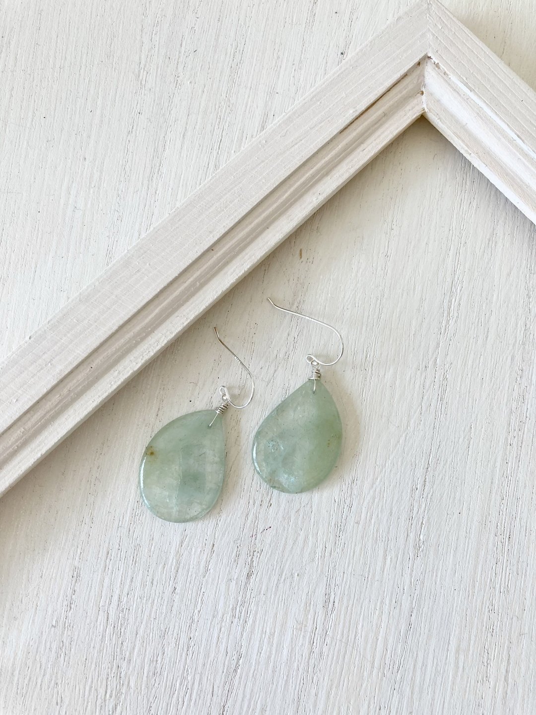 Aquamarine earring SV925 - 耳环/耳夹 - 半宝石 蓝色