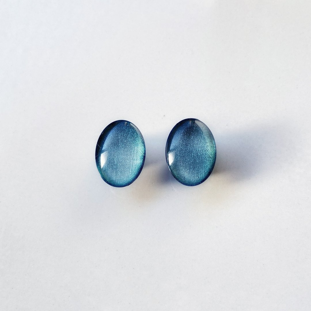 Custom mini cuffs Dress-up mini Clip-On and earrings _sea glow - 耳环/耳夹 - 玻璃 蓝色