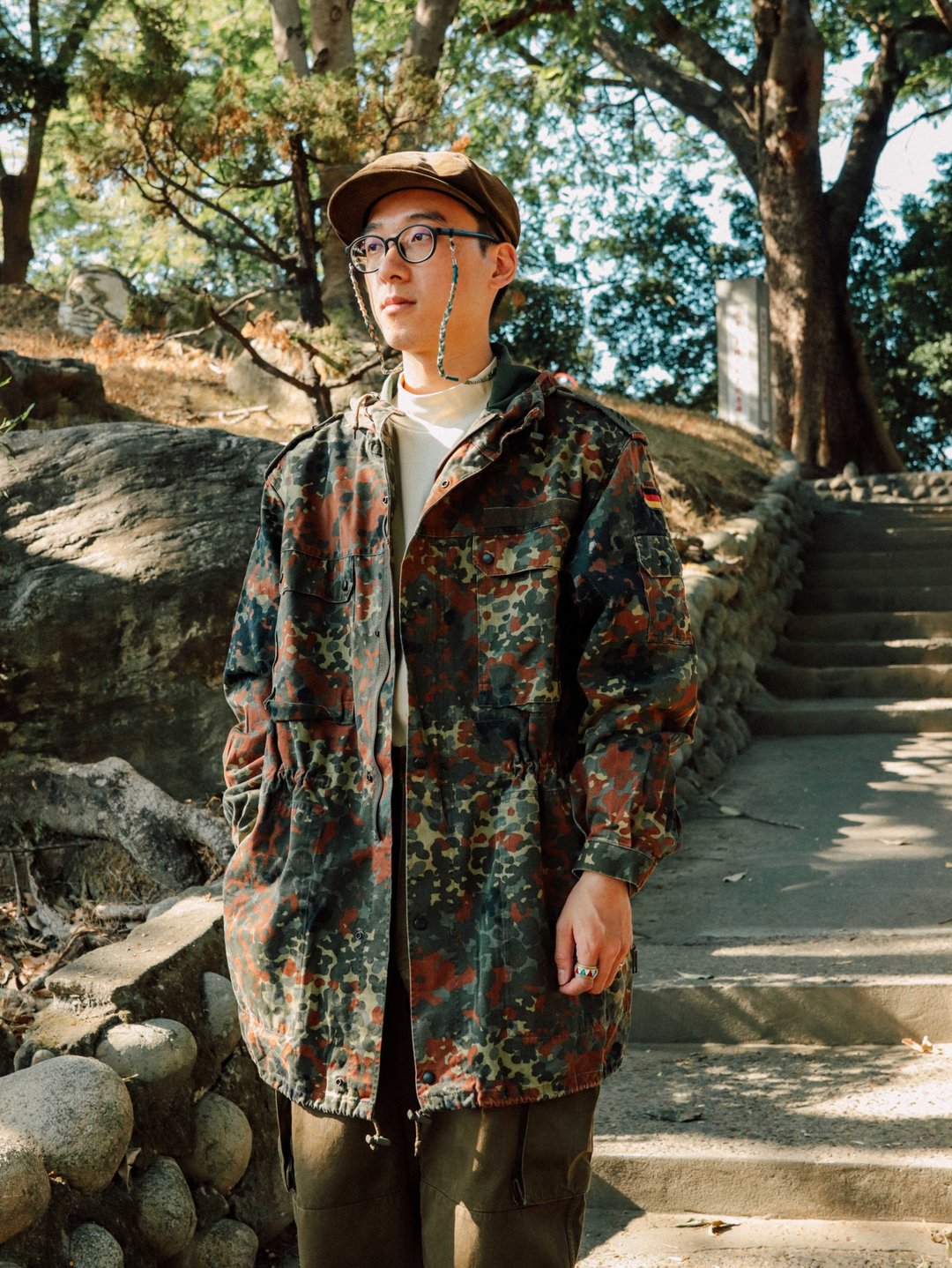 Tsubasa.Y│Germany Flecktarn Camo Field Parka 德军 斑点迷彩 - 男装外套 - 棉 绿色