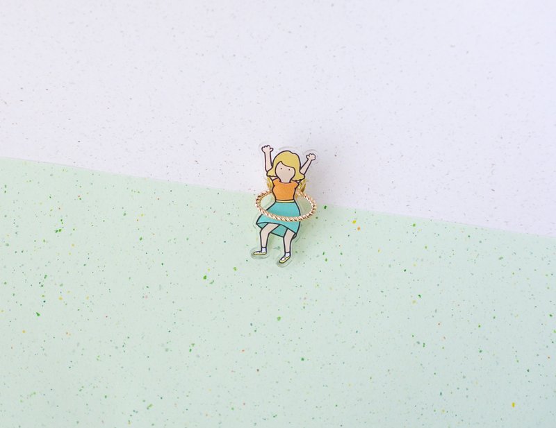 Hula Hoop Brooch /girl - 胸针 - 压克力 多色