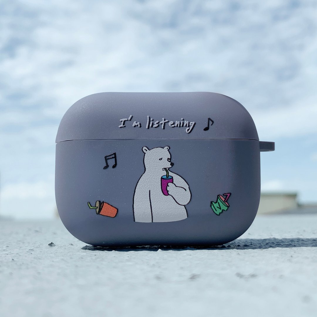 AirPods Pro 耳机保护套 灰蓝色磨砂耳机壳 - 厌世北极熊 - 耳机 - 橡胶 蓝色