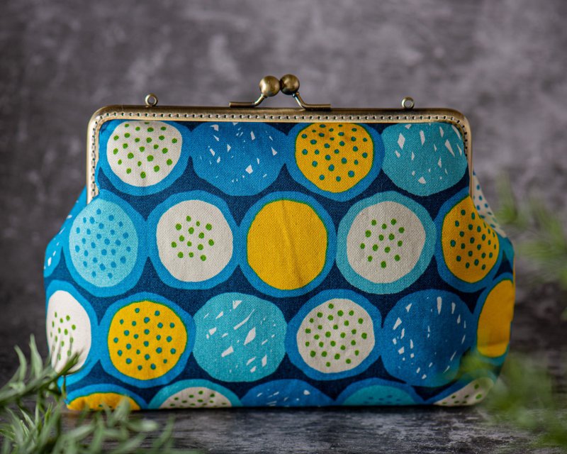 【柑桔水果蓝】方形金属口金包 #随身包#古着#日式#肩包#可爱 - 侧背包/斜挎包 - 棉．麻 蓝色