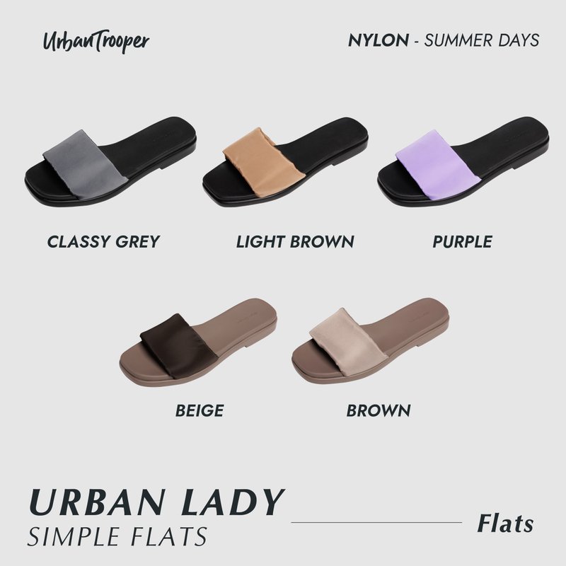 Urban Trooper Urban Lady 系列 : Simple Flats - 拖鞋 - 尼龙 