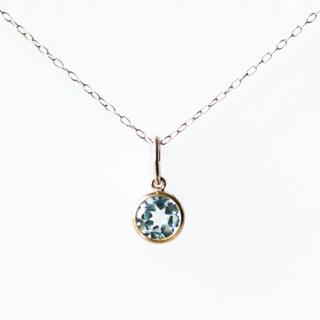K10 blue topaz single necklace Hanna - 项链 - 宝石 蓝色