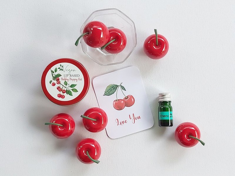 Diy Vegan Lip Balm Kit : Cherry Set - 蜡烛/香氛/手工皂 - 蜡 