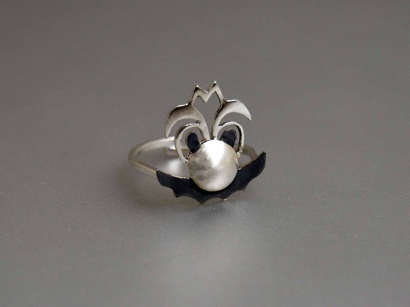 纯银氧化黑小胡子立体插画可调节戒指 超级玛丽 设计生日表白爱情纪念日礼物 E9033 | 希腊原创手工饰品 This and That - 戒指 - 其他金属 