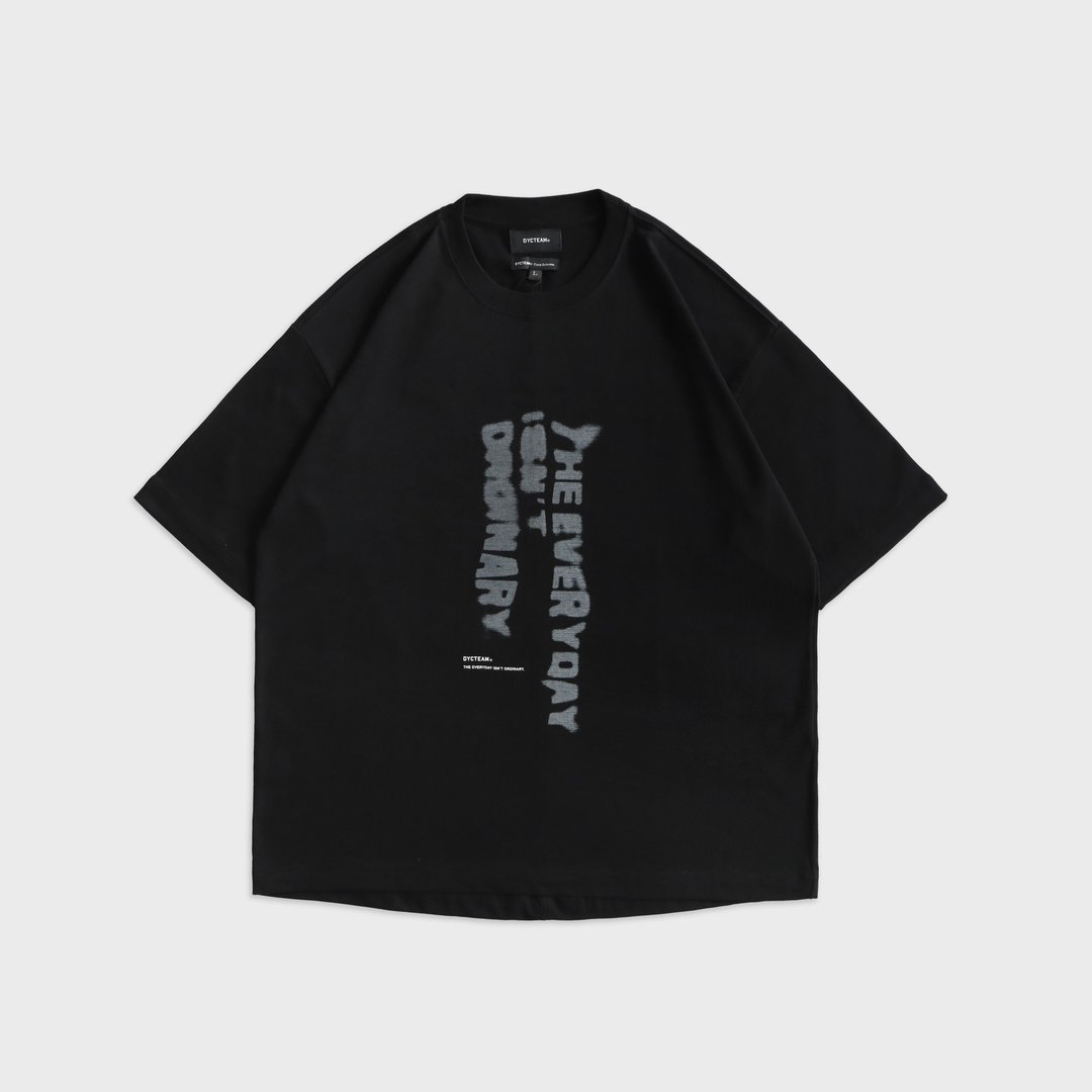 DYCTEAM - 斑驳落肩重磅TEE (black) - 男装上衣/T 恤 - 其他材质 黑色