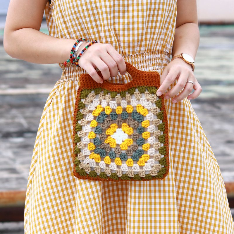 方格织片手提包工作坊 - 编织/羊毛毡/布艺 - 棉．麻 