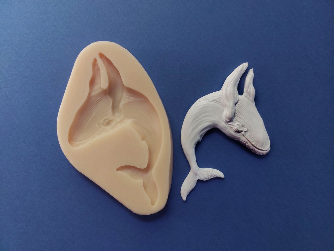 Whale mold silicone. Silicone molds for polymer clay, epoxy resin. - 编织/刺绣/羊毛毡/裁缝 - 硅胶 卡其色