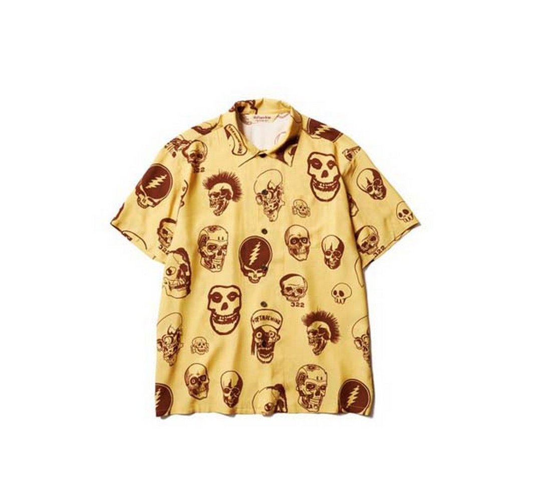Softmachine Skulls Shirts S/S骷髅人造丝短袖衬衫 - 男装衬衫 - 其他材质 黄色