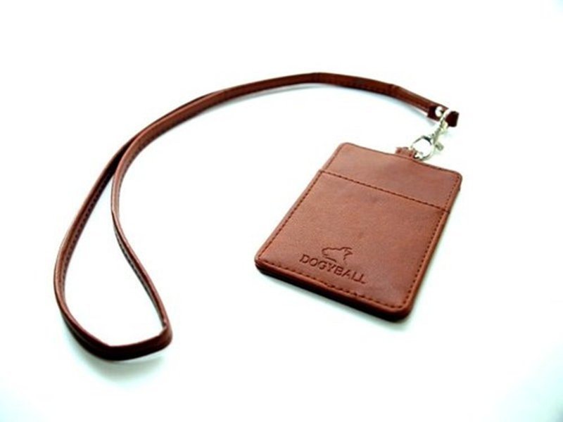 Dogyball都会鞋品圣诞节交换礼物 简约皮饰识别证可拆卡片套 棕色 - 证件套/卡套 - 聚酯纤维 咖啡色