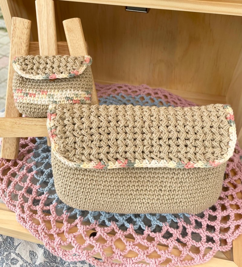 甜美奶茶侧背零钱包组 - 侧背包/斜挎包 - 棉．麻 