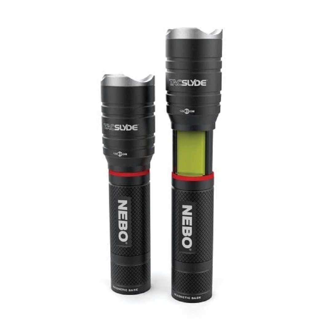 【NEBO】Tac Slyde 12倍变焦滑行COB两用手电筒(吊卡) - 露营用品 - 其他金属 黑色