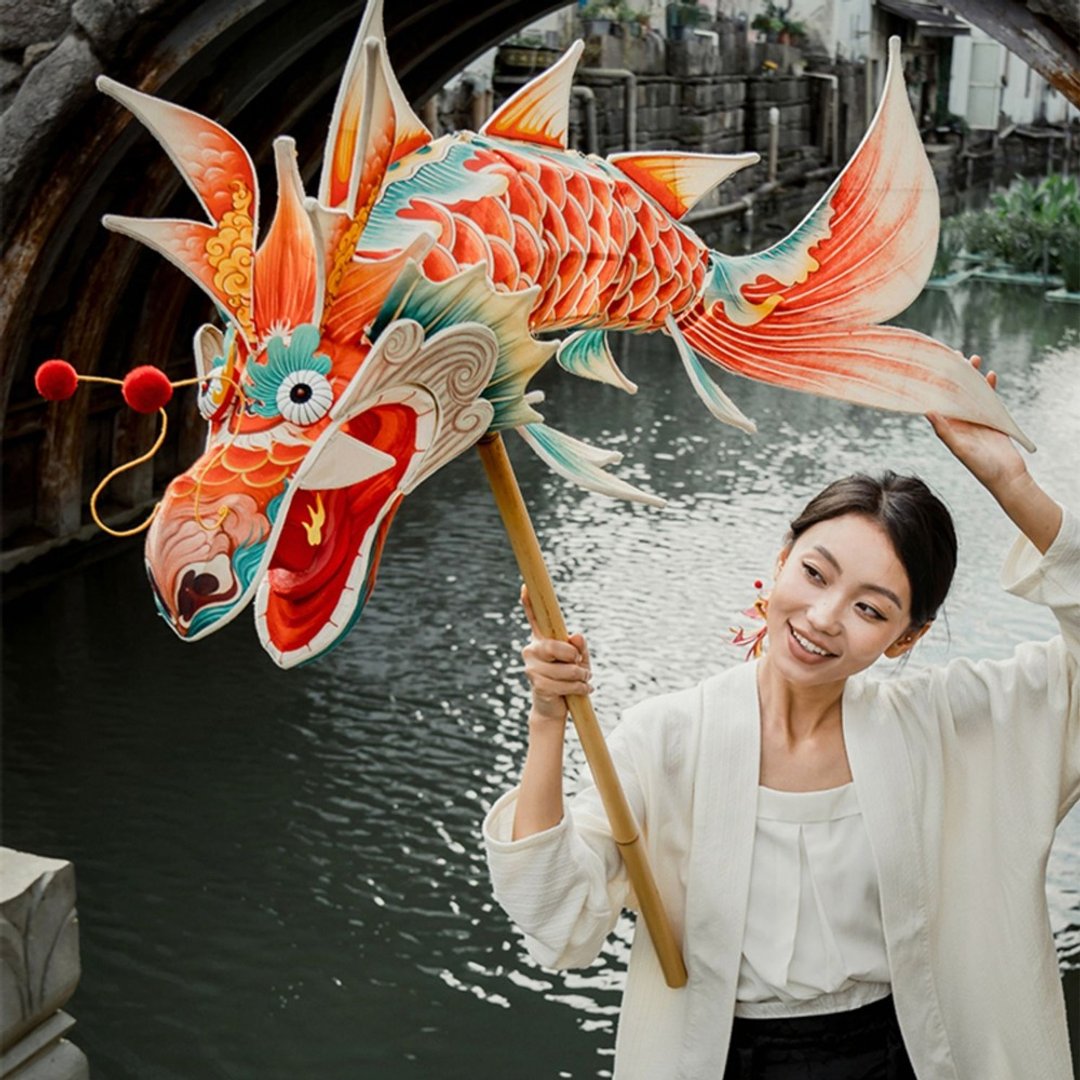 龍年新年禮物 龍魚燈籠 手工竹編生肖花燈 傳統吉祥物 春節舞龍 - 摆饰 - 棉 
