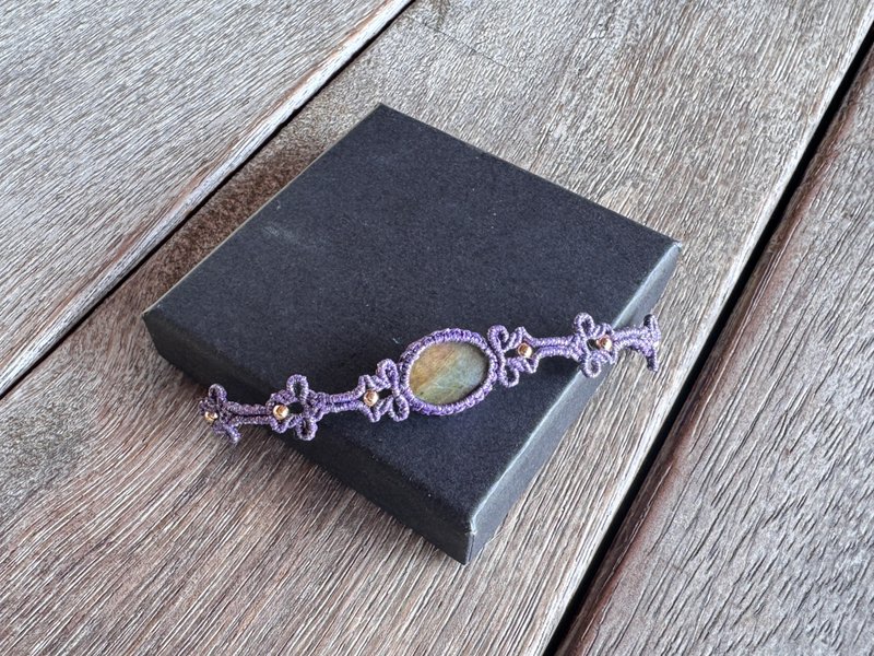 20260115 Macrame 南美蜡线 拉长石 手链 - 手链/手环 - 半宝石 紫色