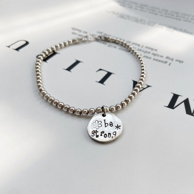 be strong手敲字纯银手链 - 手链/手环 - 纯银 银色