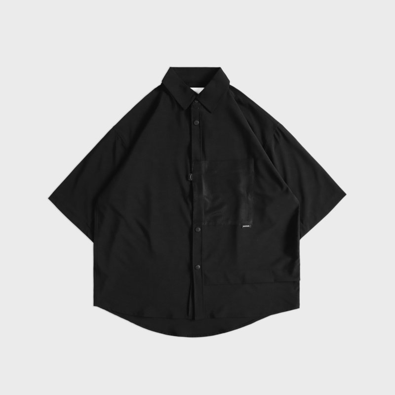 DYCTEAM  - 四面弹防泼水机能_宽松口袋短袖衬衫 - 男装衬衫 - 其他材质 黑色