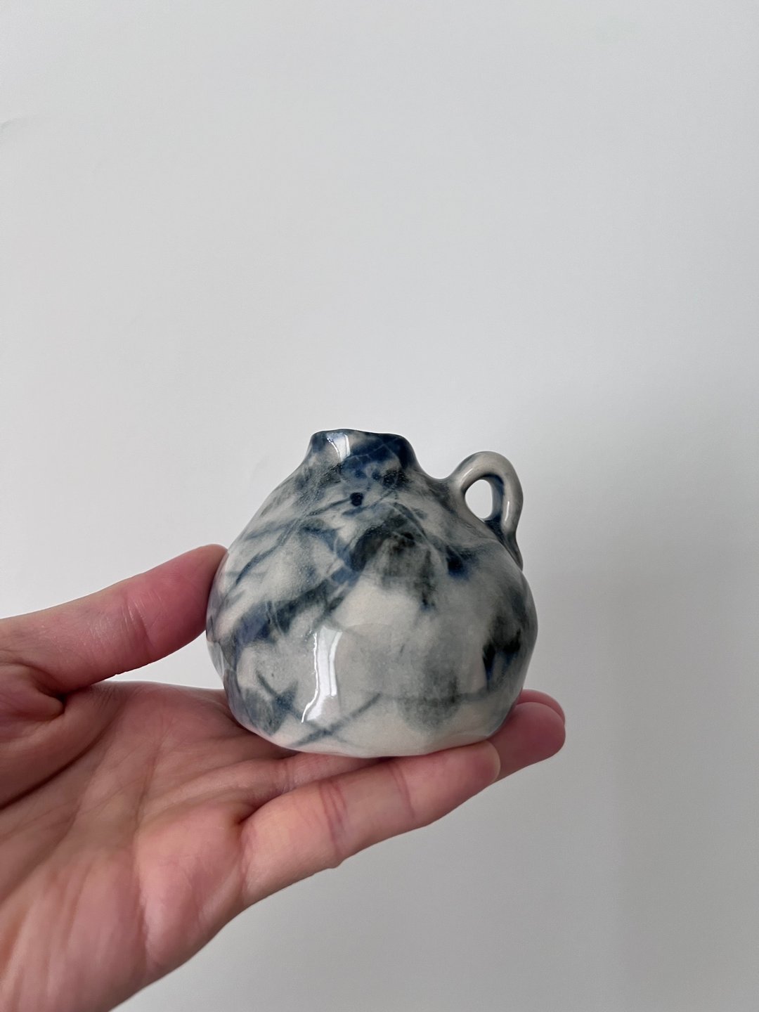 染墨  小花瓶6.6 x 7 x H6.3cm - 摆饰 - 陶 