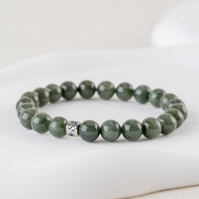 绿兔毛 | 天然能量水晶手串 | 7.5-8.5mm D12109 - 手链/手环 - 水晶 绿色