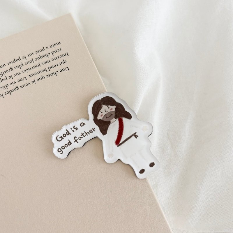 JIN CHA GOD-磁铁 超可爱耶稣插画God is a good father - 冰箱贴/磁贴 - 其他金属 