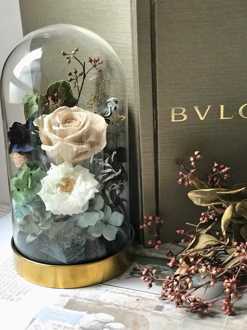 永生花礼-莫兰迪钟罩 - 干燥花/捧花 - 植物．花 粉红色